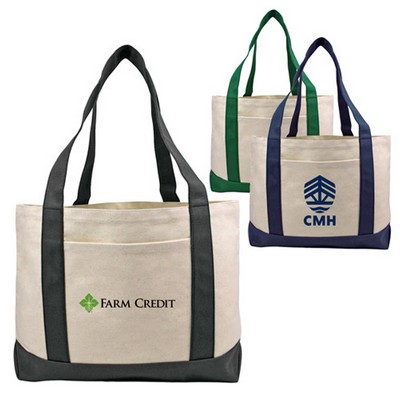 Classic Two-Tone Cotton Canvas Boat Tote