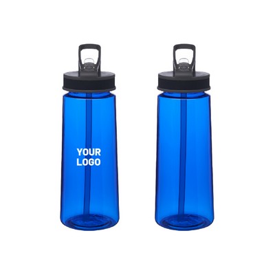 Plastic Water Bottle with Straw, 22 Oz.